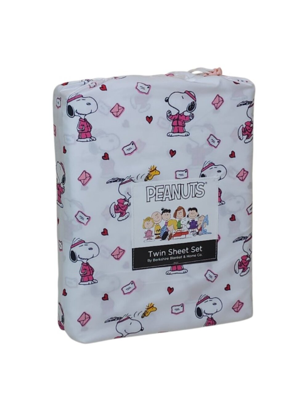 Peanuts Snoopy Twin Sheet Set By Berkshire Valentines Letters Hearts - Picture 7 of 7